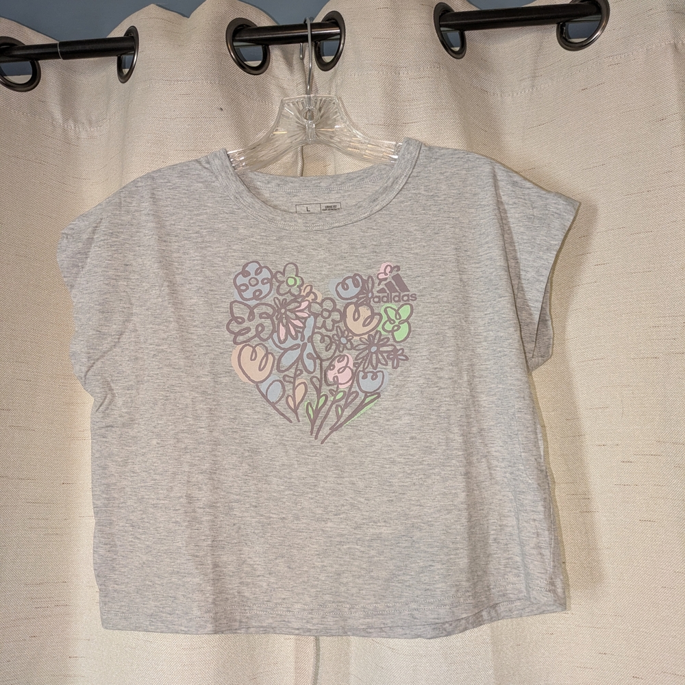 Adidas Kids Gray Graphic T-Shirt